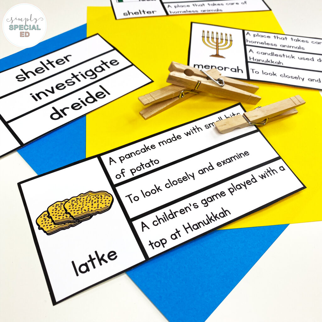 Activities for Latke, the Lucky Dog and introducing Hanukkah food and activities to your special education classroom. 