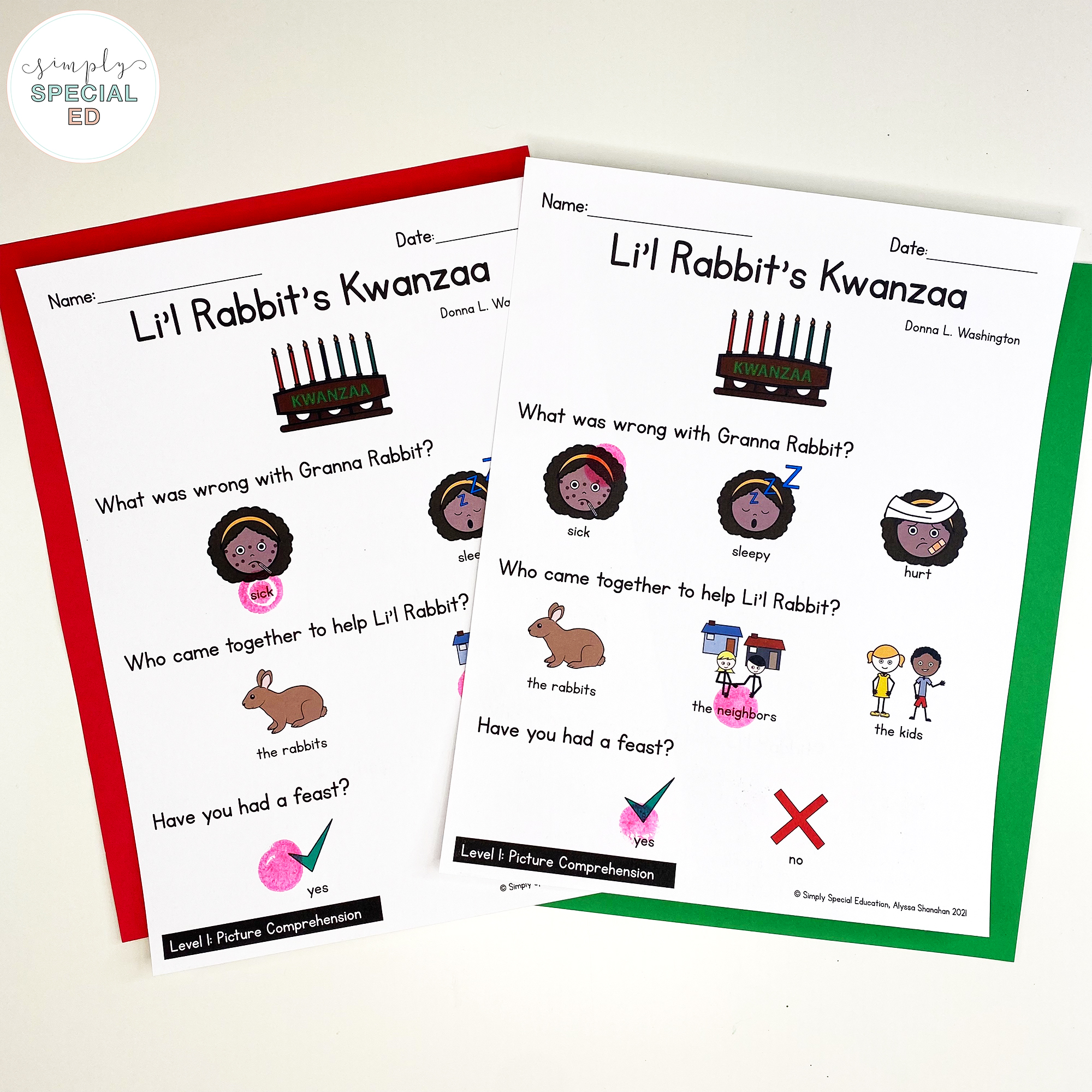 5 Adapted Book activities for Li'l Rabbit's Kwanzaa. This is the perfect way to introduce Kwanzaa to your special ed class.