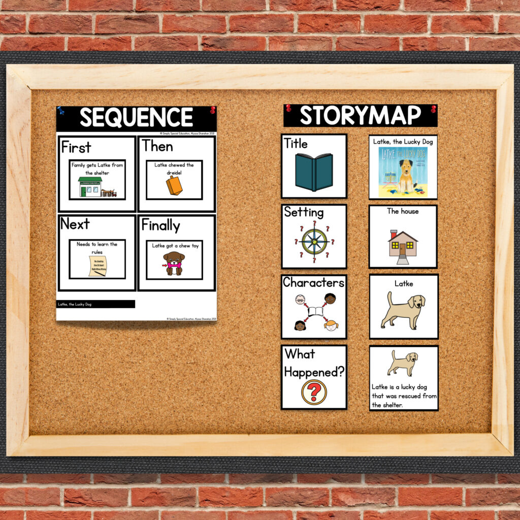 Activities for Latke, the Lucky Dog and introducing Hanukkah food and activities to your special education classroom. 