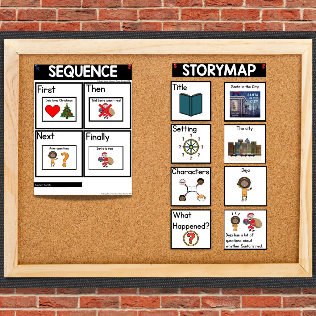 5 book activities for Santa in the City for your special education classroom. The activities are adapted for special education.