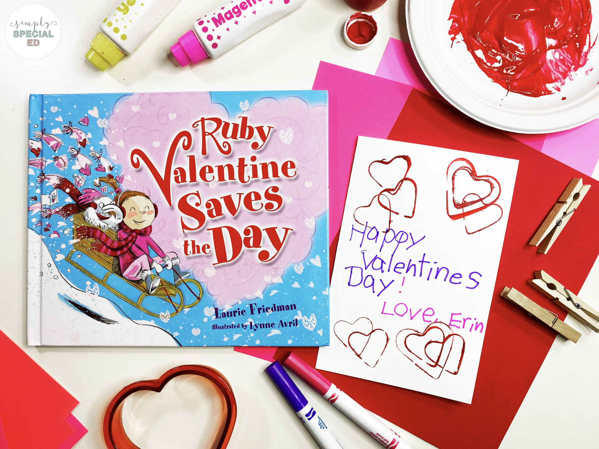 The perfect book activities for Valentine's Day! Ruby Valentine Saves the Day adapted book activities for special education classrooms.