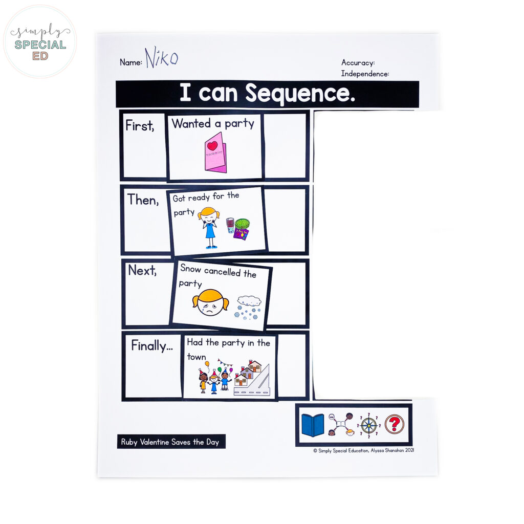 The perfect book activities for Valentine's Day! Ruby Valentine Saves the Day adapted book activities for special education classrooms.