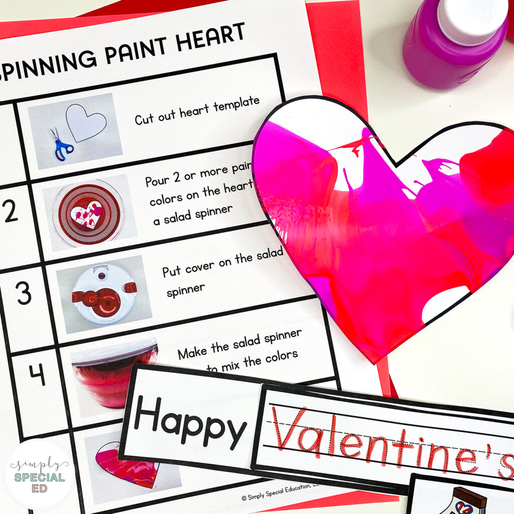 4 Visual Crafts for Valentine's Day in your special education classroom! These crafts used mixed media and include visual directions!