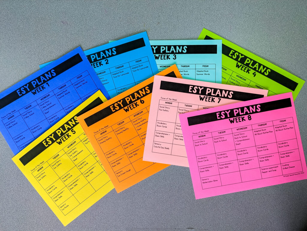 Take a peek at my Extended School Year (ESY) Lesson Plans and materials! Planning ESY can be easy with ready to go summer lesson plans!