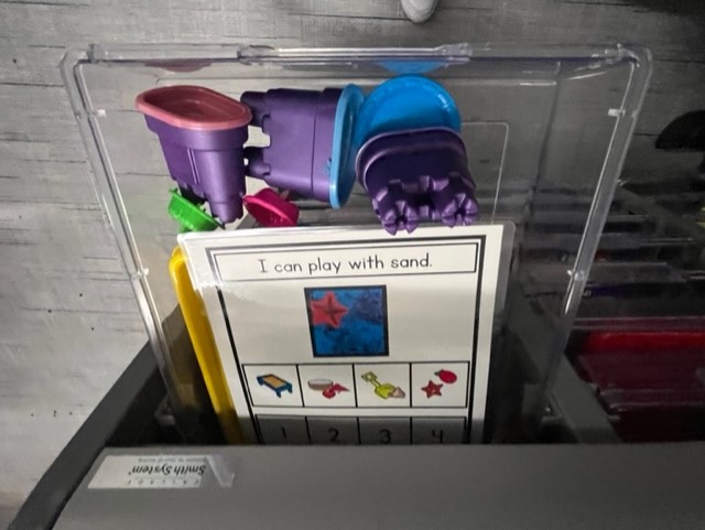 Sand tray and visual in drawer.