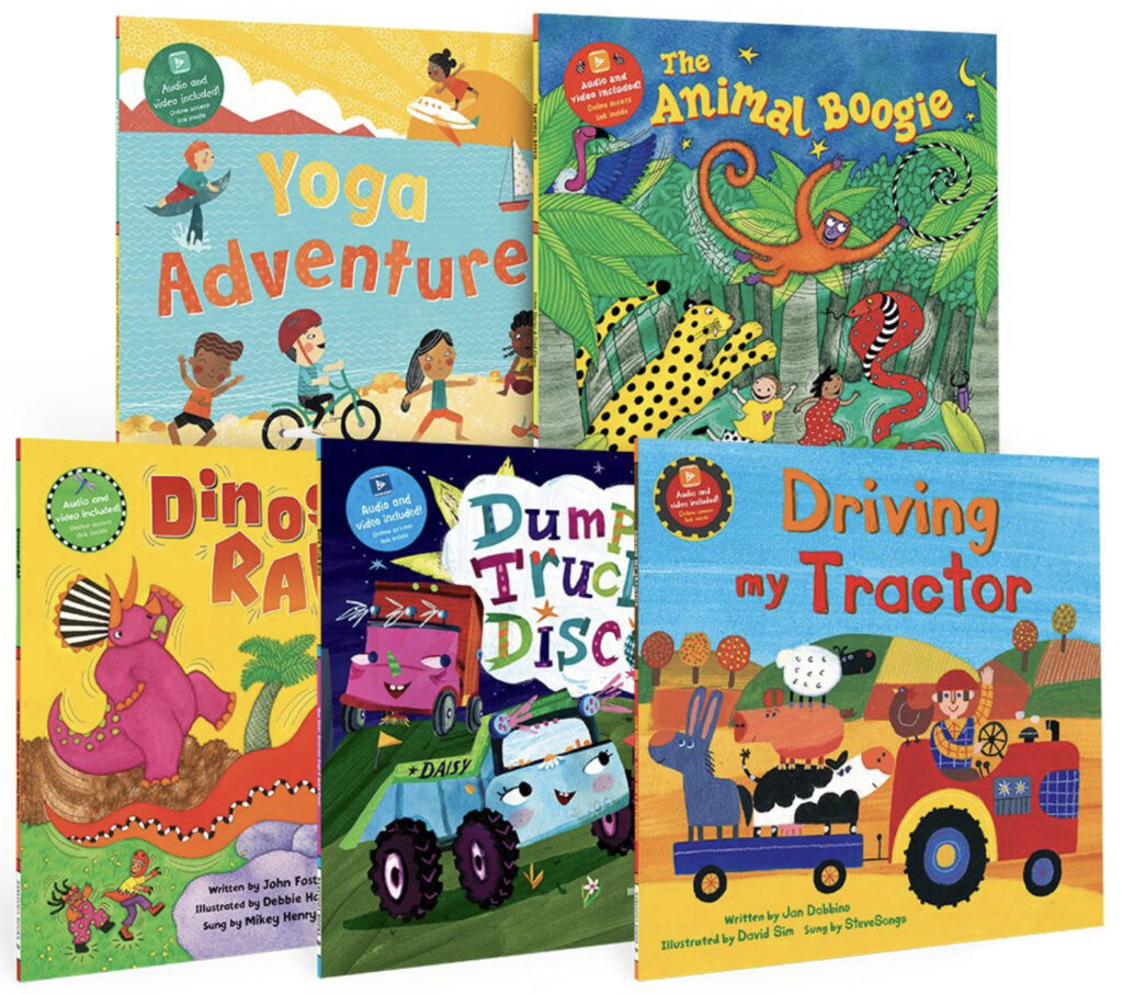Barefoot books shown, singalong books with CD