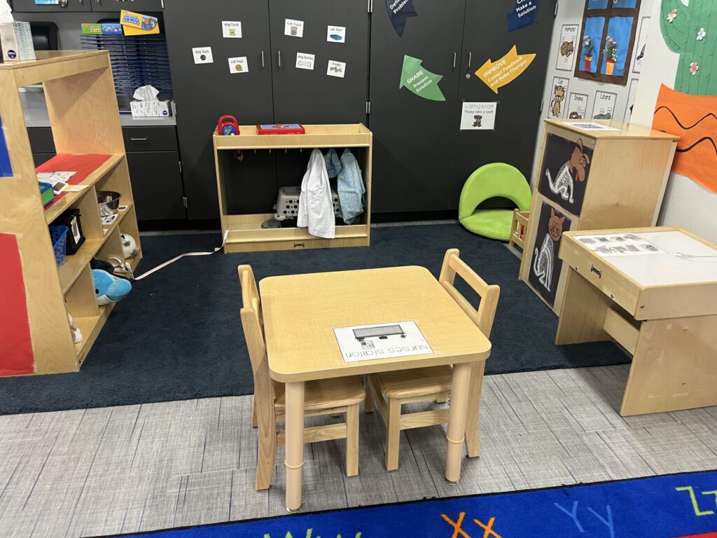 Themed Preschool play center with props, costumes and visuals.