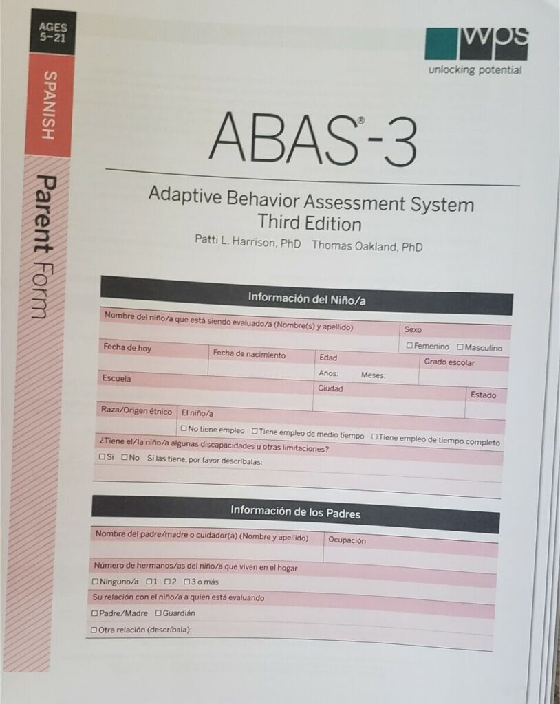 ABAS Parent form