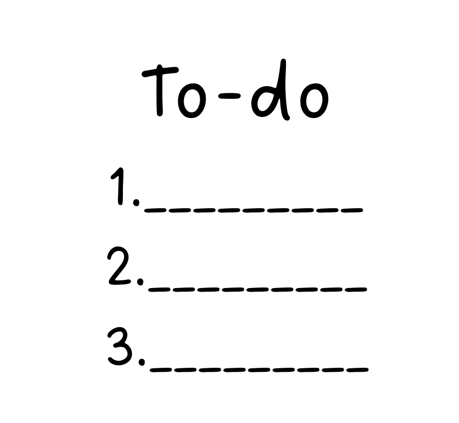 To do list with numbers 1, 2 and 3 for writing down items when getting ready for a new school year. 