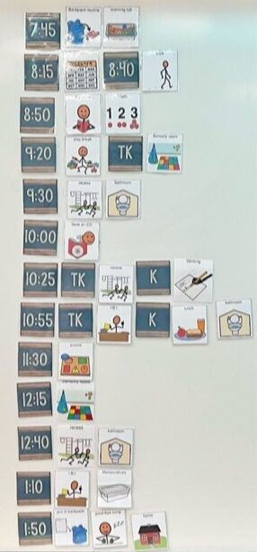 Picture icon schedule for getting ready for a new school year