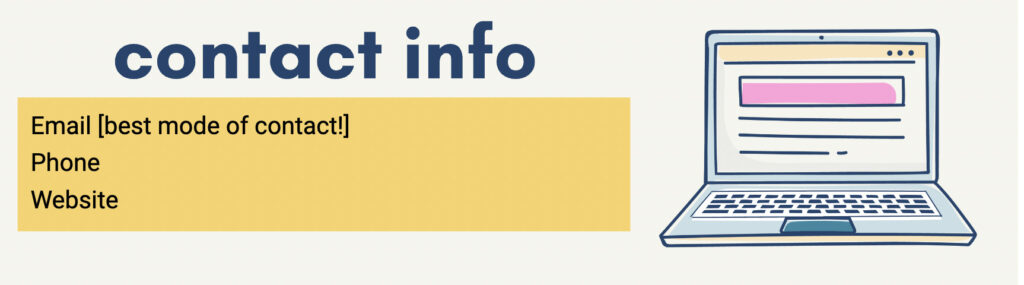 back to school welcome letter "contact info" section filled in with email, phone, website headings for the occupational therapy teacher