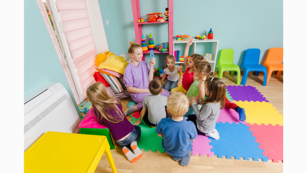 Preschool students learning academics