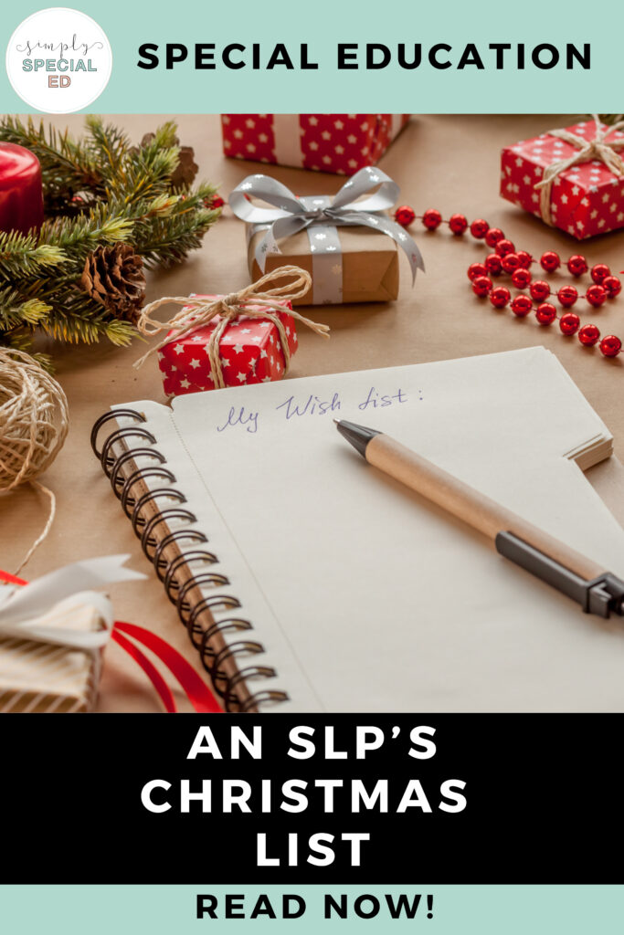 An SLPs Christmas List pin 