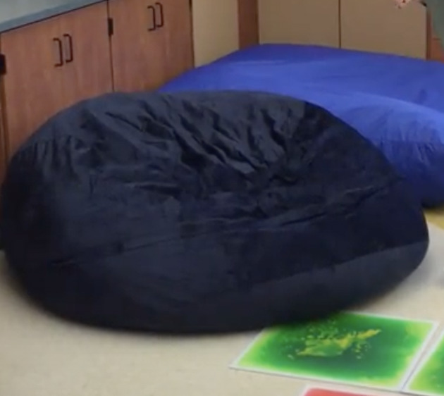 beanbags and gel floor tiles