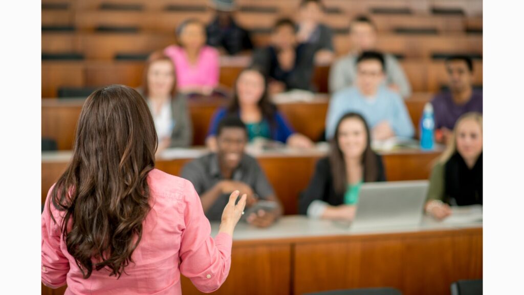 Adult lecturing to others 