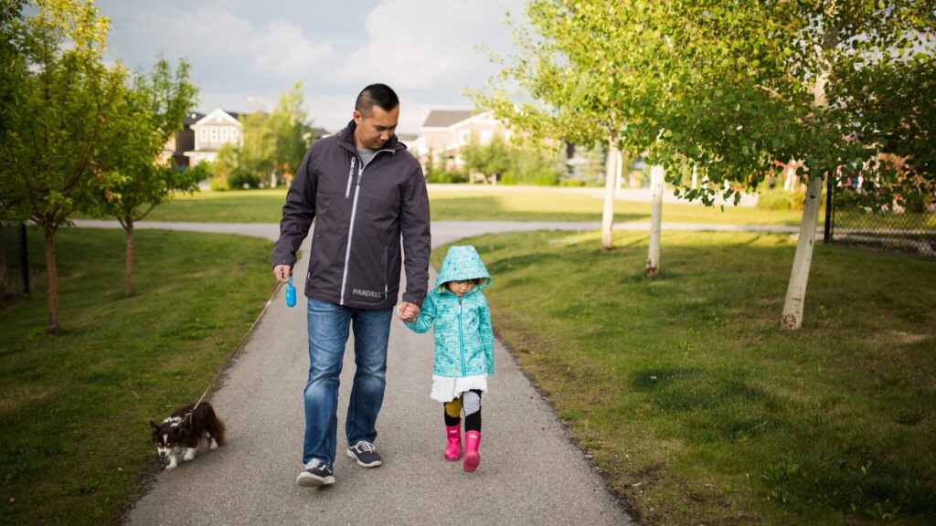 Family taking a walk