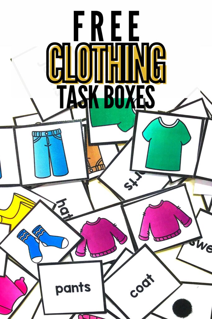 Build student independence and learning in your special education classroom with a free clothing match task box!