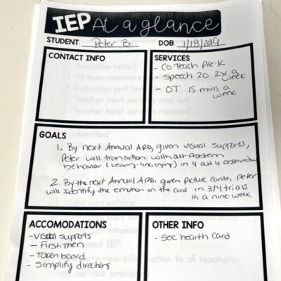 Implementing IEPs in a Preschool Classroom