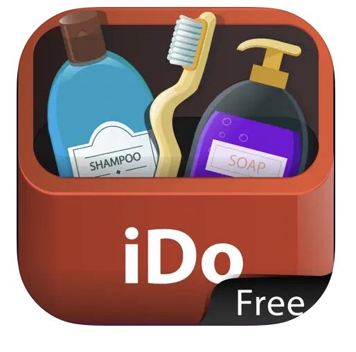 iDo Hygiene App screenshot - Shampoo, toothbrush and soap in a caddy that is labeled "iDo"