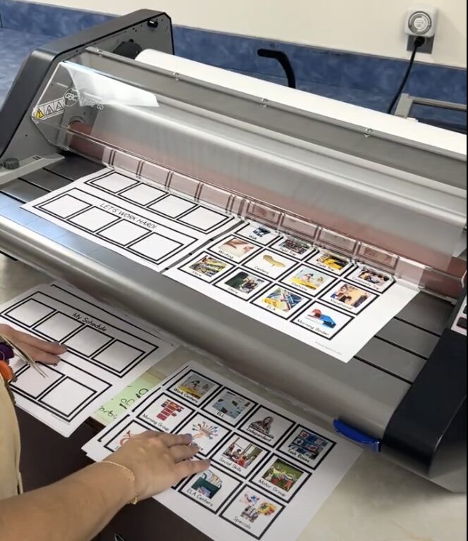 laminating visual schedule pieces