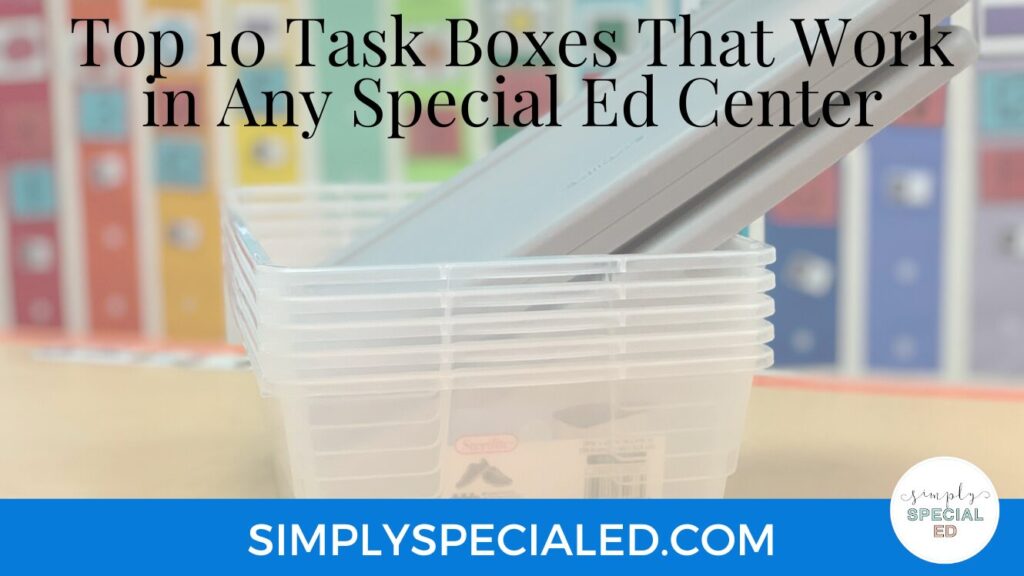 Download 10 free task boxes for special education independent work that promote centers and independent work skills.