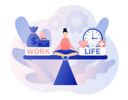 Image showing a woman on a scale for work life balance