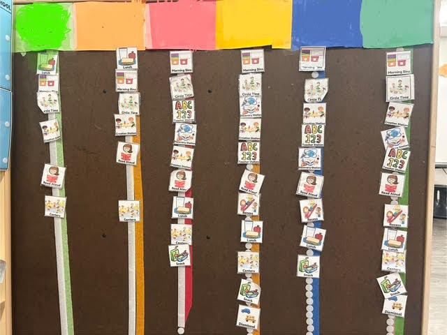 Wall of visual schedules