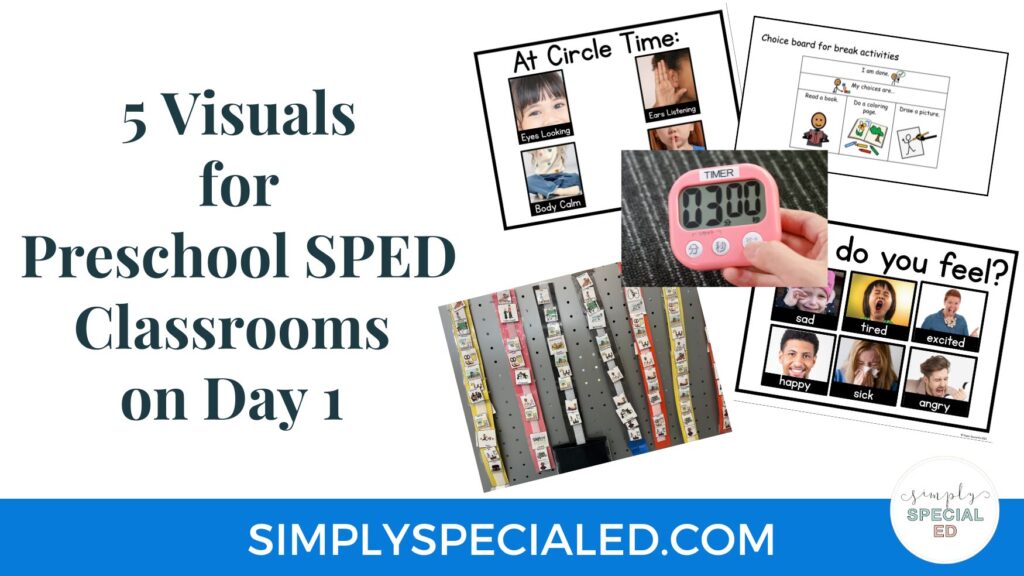 "5 Visuals for Preschool Special Education Classrooms on Day 1" blog header