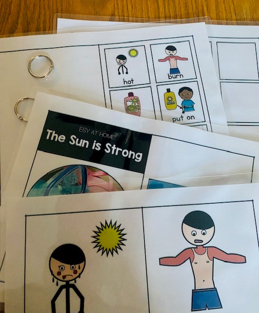 Pages of an adapted book titled "The Sun is Strong"