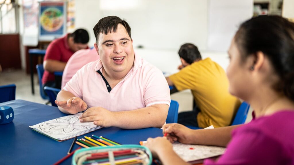 Students in a self-contained classroom, which is a type of LRE
