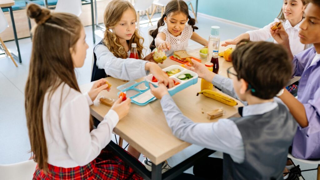 Students at lunch time