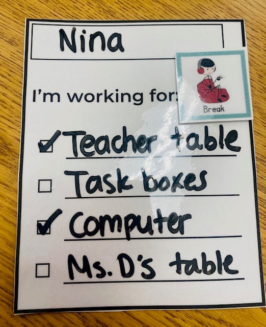 A centers checklist with written list of centers