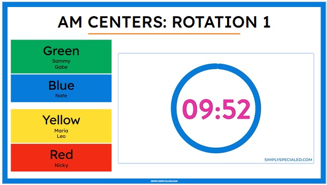 A centers rotation slide with timer