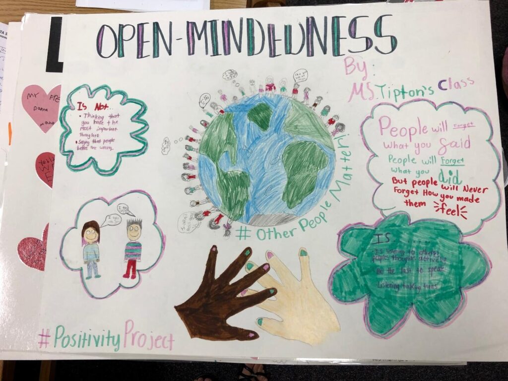 poster made by students on the character trait of open-mindedness