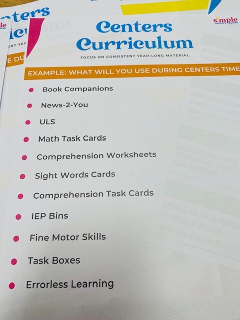 Centers planning worksheet