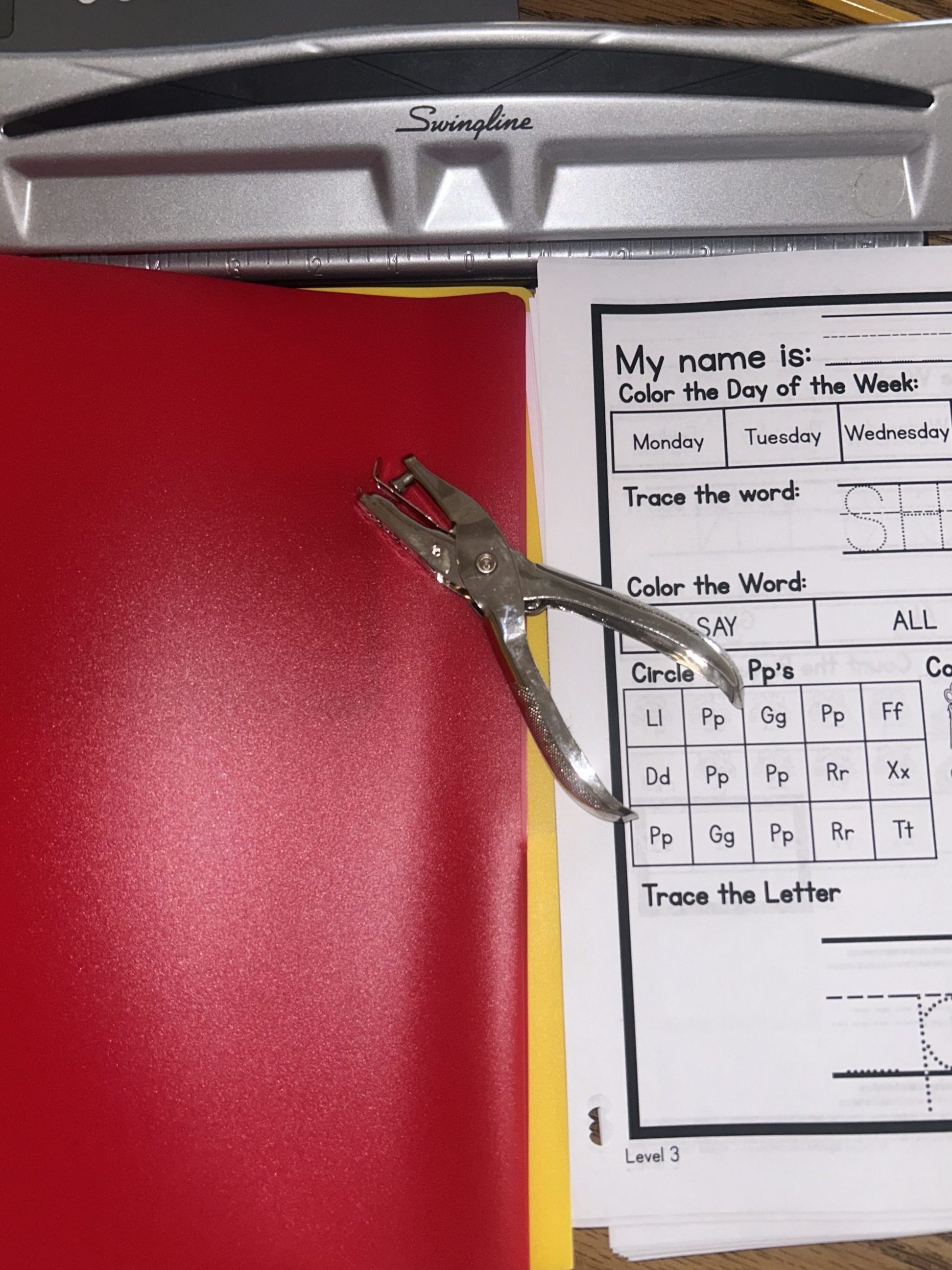 Morning folder work materials 