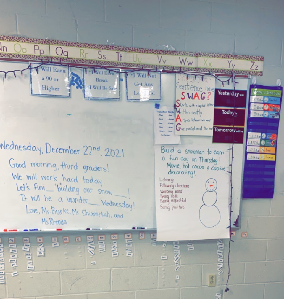 White board with a message written on it