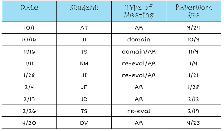 iep meeting schedule