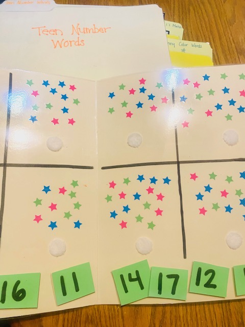 A stack of file folder activities is shown. On top is an open folder with a conting stars activity.