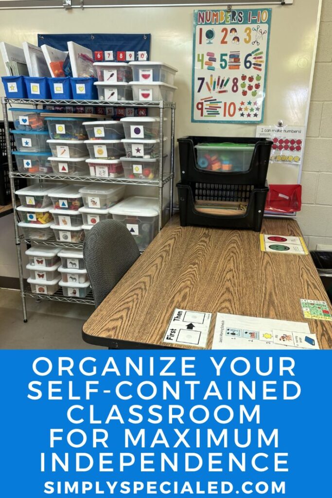 organize your self-contained classroom for maximum independence blog pin