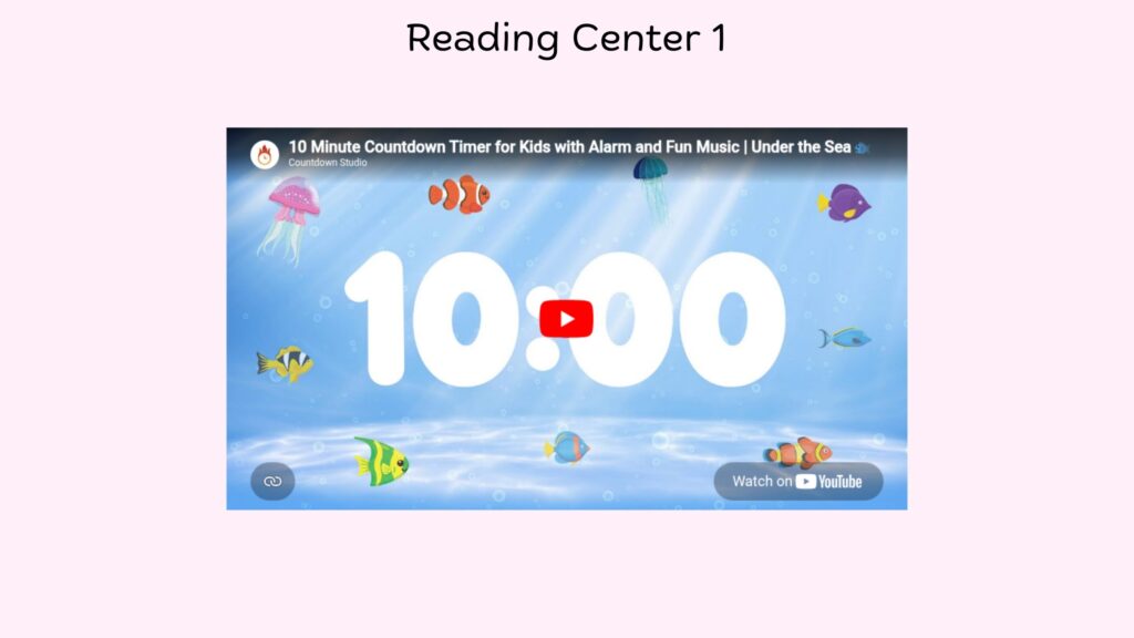 a slide form my powerpoint with a visual timer on it for my centers