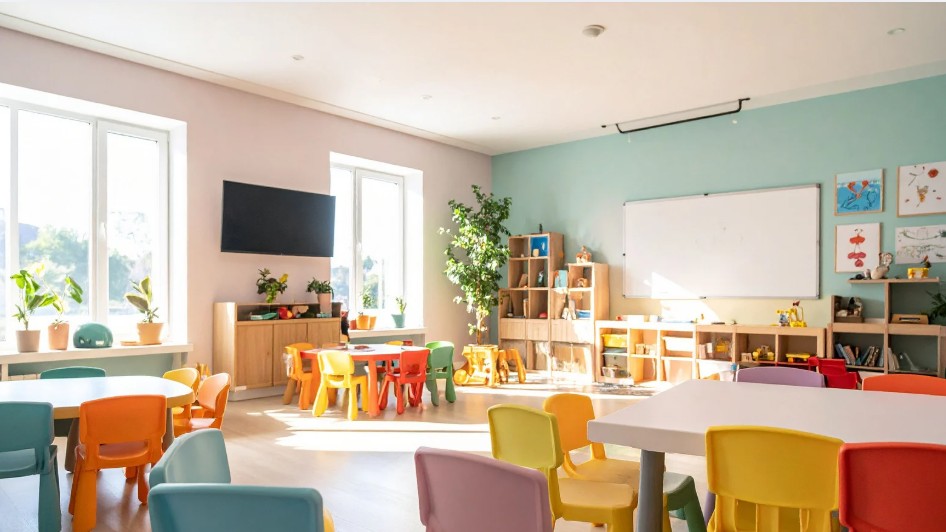 A view of an elementary school classroom