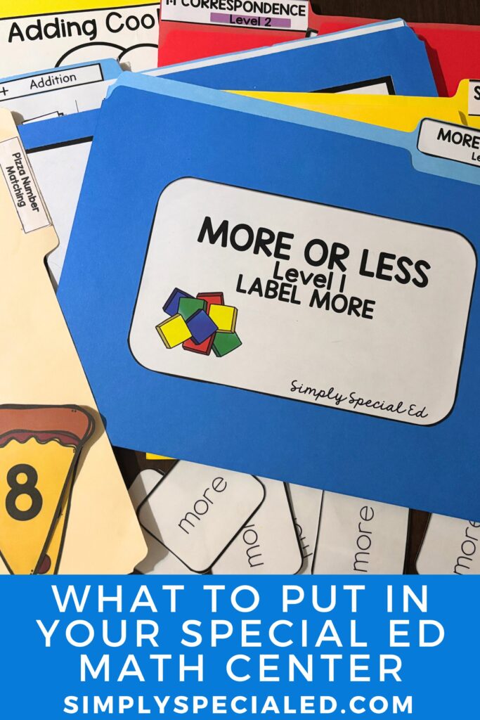 what to put in your special ed math center blog pin