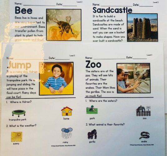 printed comprehension stories with questions
