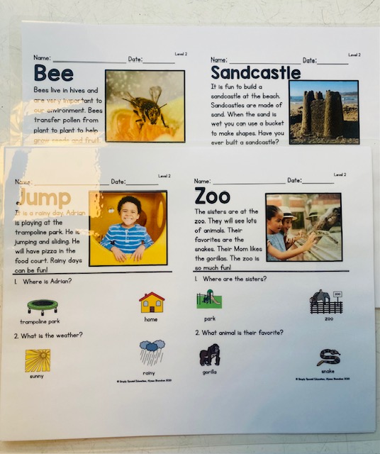 printed comprehension stories with questions