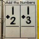 a page from the simple addition workbook showing two addition problems