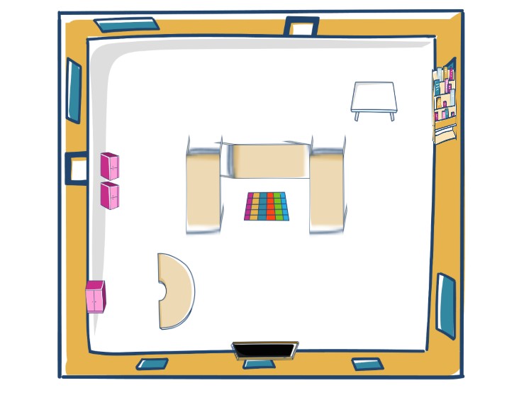 an illustration of a classroom layout